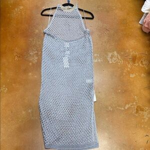 Elegant Silver Mesh Maxi Dress